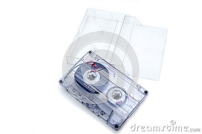 The single old magnetic audio cassete with a plastic cover Editorial Stock Photo