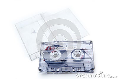 The single old magnetic audio cassete with a plastic cover Editorial Stock Photo