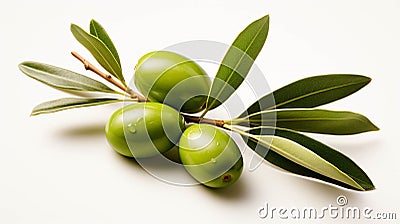 A single olive without leaf Illustration isolated on white background Stock Photo