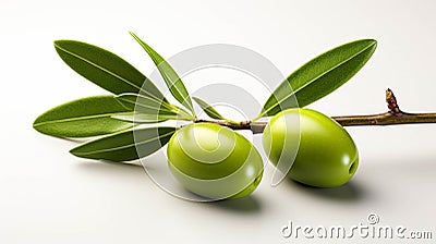 A single olive without leaf Illustration isolated on white background Stock Photo