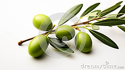 A single olive without leaf Illustration isolated on white background Stock Photo