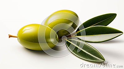 A single olive without leaf Illustration isolated on white background Stock Photo