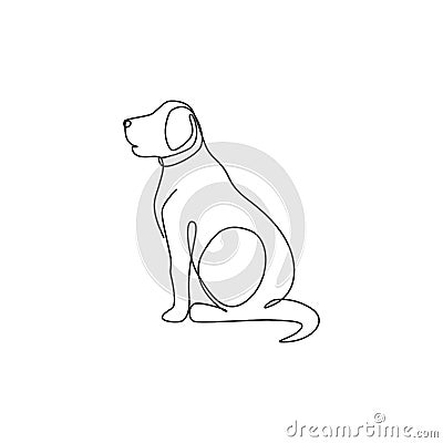 Single one line drawing of adorable labrador retriever dog for logo identity. Purebred dog mascot concept for pedigree friendly Cartoon Illustration