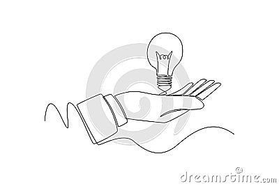 Single one line drawing concept of finding brilliant ideas. Vector Illustration