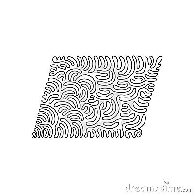 Single one line drawing geometric shapes, parallelogram icon. Simple line, outline vector 3d figures for ui and ux, website or Vector Illustration