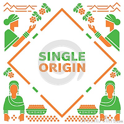 Single origin Ethiopia with local farmer Vector Illustration
