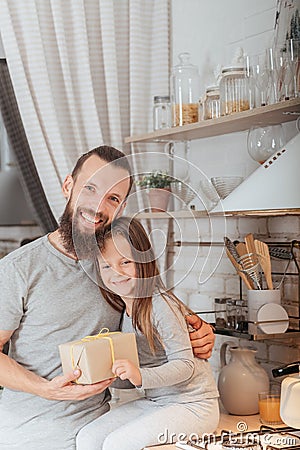 Single parent concept happy father daughter Stock Photo