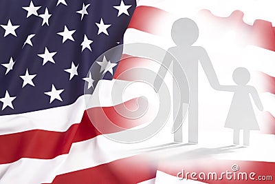 Single parent father with daughter in USA Stock Photo