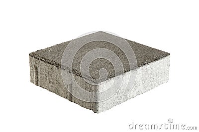 Single pavement brick, isolated. Concrete block for paving Stock Photo