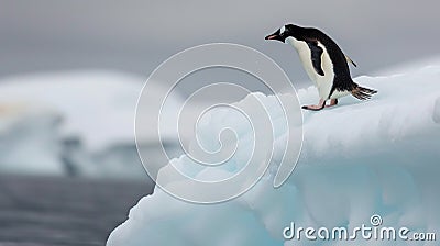 single penguin on a piece of ice. AI Generative Stock Photo