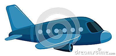 Single picture of blue jet plane Vector Illustration