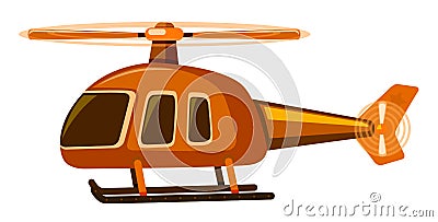 Single picture of orange helicopter Cartoon Illustration