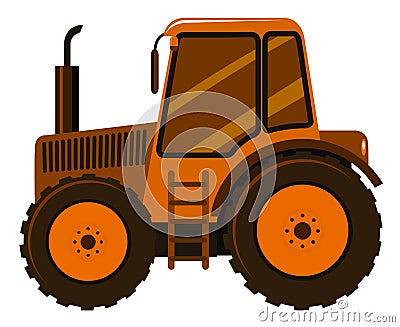 Single picture of orange tractor Cartoon Illustration