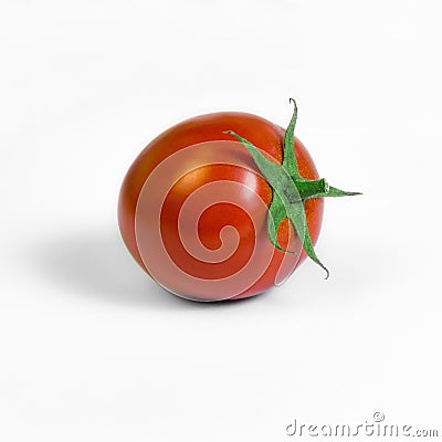 Single plum tomato ripe white background square composition Stock Photo