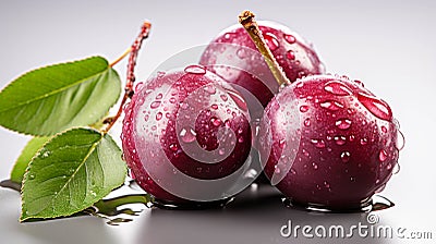 A single Plum on a white background Stock Photo