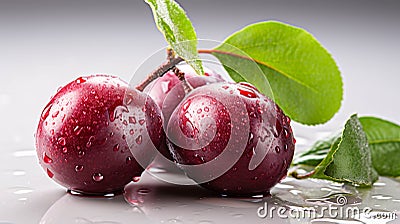 A single Plum on a white background Stock Photo