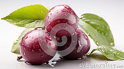 A single Plum on a white background Stock Photo