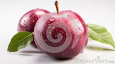 A single Plum on a white background Stock Photo