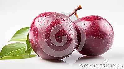 A single Plum on a white background Stock Photo