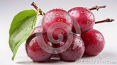 A single Plum on a white background Stock Photo