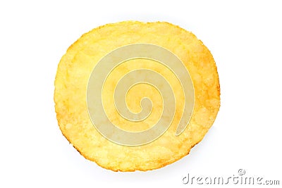 Single potato chip on white background Stock Photo