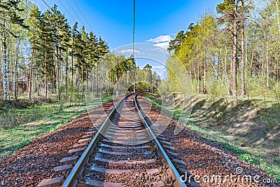 Single railway line. Stock Photo