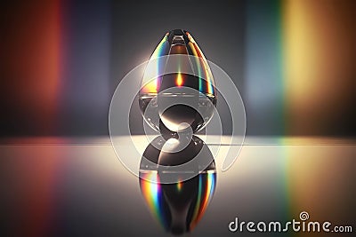 Single rain drop with rays of prism rainbow reflecting out. clear and purify refreshness by nature. Generative AI Stock Photo