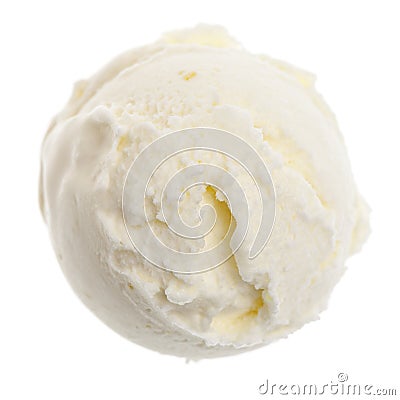 Single real lemon ice cream scoop from above isolated on a white background Stock Photo