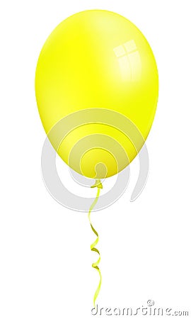Single realistic yellow 3d ballon isolated on white background Vector Illustration