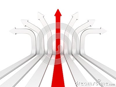 Single red arrow leader right direction forward Cartoon Illustration