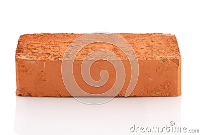 Single red brick on white background Stock Photo