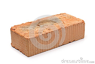 Single red clay rough brick Stock Photo