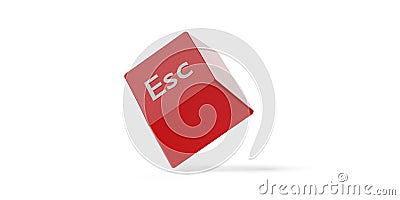 Single, red computer keyboard escape key over white background, stop, quit or exit business concept Cartoon Illustration