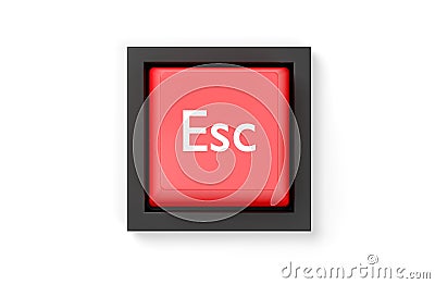 Single, red computer keyboard escape key over white background, stop, quit or exit business concept, flat lay top view from above Cartoon Illustration