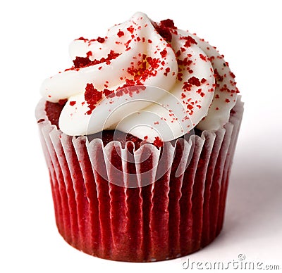 Single Red Velvet Cupcake Stock Photo