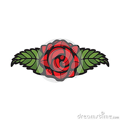 Single Rose Decoration in stained glass style Vector Illustration