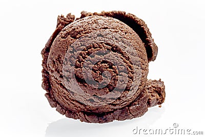 Single Scoop of Rich Chocolate Ice Cream Stock Photo