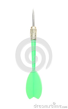 Single sharp green dart on white Stock Photo