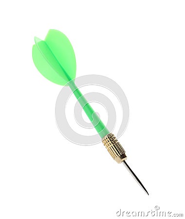 Single sharp green dart isolated Stock Photo