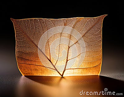 A single sheet of translucent paper illuminated from behind, creating a glowing effect and showing its fibers Stock Photo
