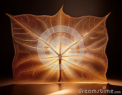 A single sheet of translucent paper illuminated from behind, creating a glowing effect and showing its fibers Stock Photo