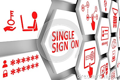 SINGLE SIGN ON concept cell background Cartoon Illustration