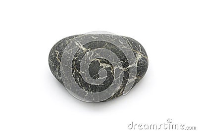 Single simple black natural stone isolated on white background Stock Photo
