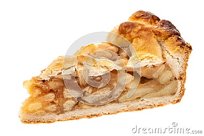 A single slice of apple pie isolated on white background Stock Photo