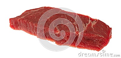 Single slice of beef chuck boneless short rib steak on a white background side view Stock Photo