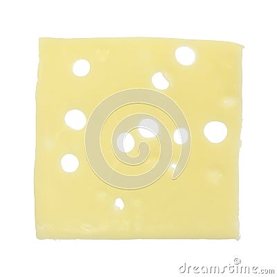 Single slice of low sodium Swiss cheese Stock Photo