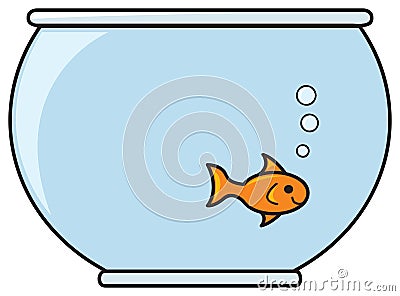 Fish in a Bowl Vector Illustration