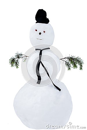 Single snowman isolated on white Stock Photo