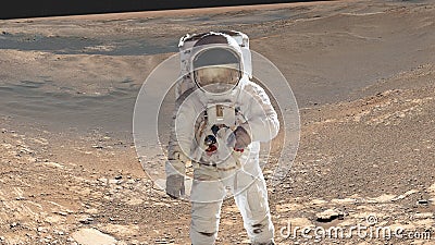 Single space Astronaut on the mars surface Stock Photo