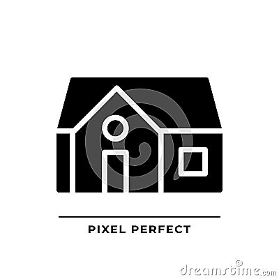 Single story house black glyph icon Vector Illustration